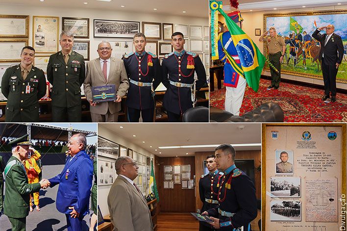 Capa da notícia: Ministro Teodoro Silva Santos recebe representantes da comissão de formandos da Academia Militar das Agulhas Negras